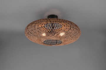 Immagine di Plafoniera Bombato Paralume Fibre Naturali Hedda Trio Lighting