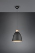 Immagine di Sospensione Cucina Jagger Cupola Metallo Nero Inserto Legno Trio Lighting