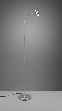 Immagine di Piantana Minimal con Faretto Spot Cilindrico Orientabile Marila Nichel Trio Lighting