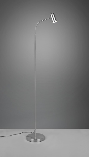 Immagine di Piantana Minimal con Faretto Spot Cilindrico Orientabile Marila Nichel Trio Lighting