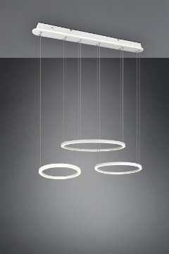Immagine di Lampadario 3 Anelli Sospesi Led Switch Dimmer Morrison Bianco Trio Lighting