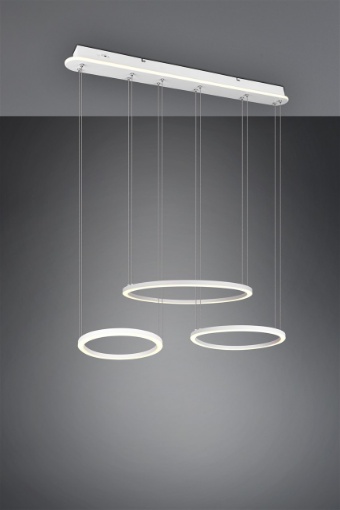 Immagine di Lampadario 3 Anelli Sospesi Led Switch Dimmer Morrison Bianco Trio Lighting