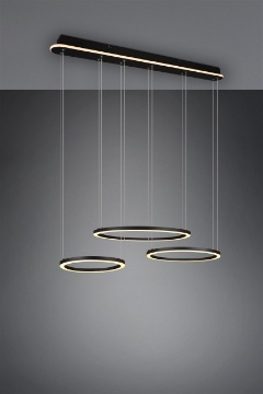 Immagine di Lampadario 3 Anelli Led 56w Nero Dimmerabile CCT Morrison Trio Lighting