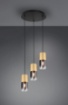 Immagine di Lampadario Rotondo 3 Luci Cilindro Ottone Vetro Fumé Robin Trio Lighting