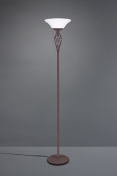 Immagine di Piantana Rustica Ruggine Paralume Coppa Vetro Opale Trio Lighting