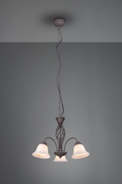 Immagine di Lampadario Rustico Ruggine 3xE14 Coppe Vetro Bianco Rustica Trio Lighting