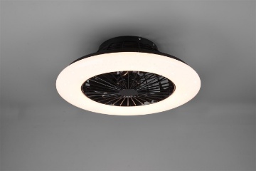 Immagine di Ventilatore Led Integrato con Dimmer Timer e Luce Notturna Stralsund Nero Trio Lighting