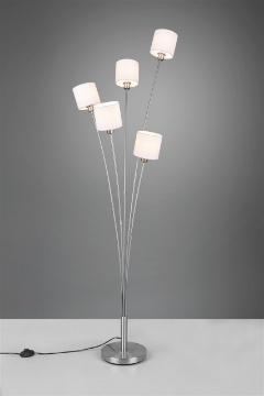 Immagine di Piantana Salotto Tommy Nichel 5 Paralumi Tessuto Bianco H163 cm Trio Lighting