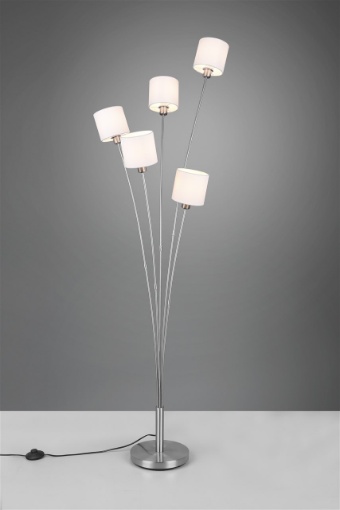Immagine di Piantana Salotto Tommy Nichel 5 Paralumi Tessuto Bianco H163 cm Trio Lighting