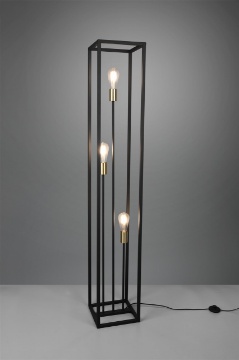 Immagine di Piantana Salotto 3 Lampadine a Vista Cornice Metallo Nero Vito Trio Lighting