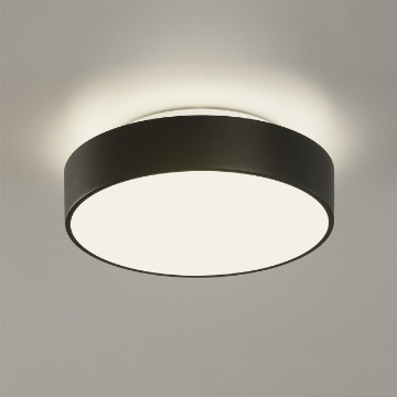 Immagine di Plafoniera Dins Bordo Nero Paralume Vetro 2xE27 Ø26 cm IP44 ACB