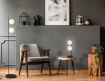 Immagine di Piantana Nera Design Doris Doppia Sfera Vetro Opale 2xG9 ACB