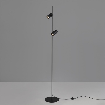 Immagine di Piantana Nera Design Minimal Con Faretti Orientabili GU10 Gina ACB