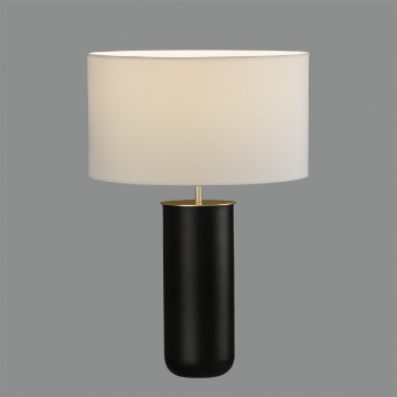 Immagine di Lume Lindana Base Cilindro Nero e Paralume Rotondo Bianco ACB