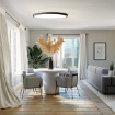 Immagine di Ampia Plafoniera 120 cm Per Ufficio London Nero Led 204w CCT  ACB