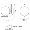 Immagine di Applique Da Parete Maui Nera Con Sfera Bianca Vetro 15 cm ACB 1xE27