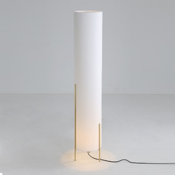 Immagine di Piantana Naos Treppiede Oro Con Paralume Cotone Bianco 130 cm ACB