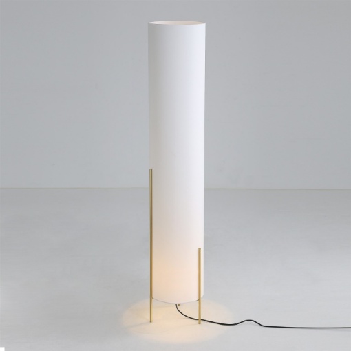 Immagine di Piantana Naos Treppiede Oro Con Paralume Cotone Bianco 130 cm ACB