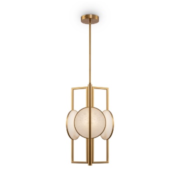 Immagine di Lampada Sospensione Soggiorno 3 Luci Marmo e Oro Maytoni