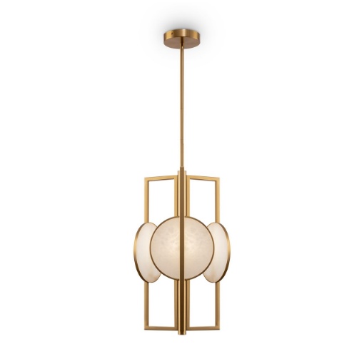 Immagine di Lampada Sospensione Soggiorno 3 Luci Marmo e Oro Maytoni
