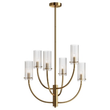 Immagine di Lampadario Salone Arco Ottone 6 Luci Coppe Vetro Ø61 cm Maytoni