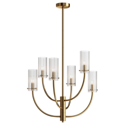 Immagine di Lampadario Salone Arco Ottone 6 Luci Coppe Vetro Ø61 cm Maytoni
