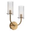 Immagine di Applique Ottone 2 Luci Bicchieri Vetro Rigato Maytoni