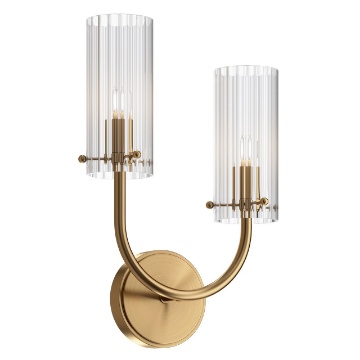 Immagine di Applique Ottone 2 Luci Bicchieri Vetro Rigato Maytoni