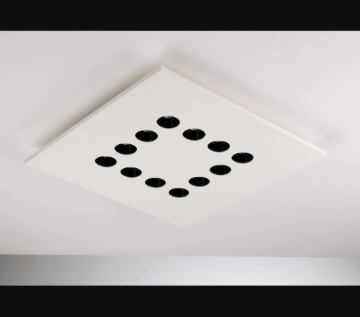 Immagine di Plafoniera Gesso Verniciabile 50x50 cm 12 Luci Led CCT Kelvin Selezionabile