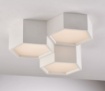 Immagine di Plafoniera Gesso Tre Faretti Esagonali Led CCT 36w Vortex Fan