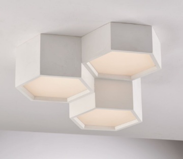 Immagine di Plafoniera Gesso Tre Faretti Esagonali Led CCT 36w Vortex Fan