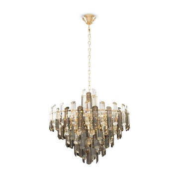 Immagine di Grande Lampadario 8 Luci Sala Da Pranzo Oro con Cristalli Decorativi Flare Maytoni