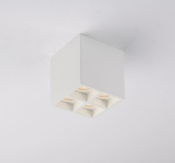 Immagine di Plafoniera Cubotto Gesso Verniciabile Senza Incasso 4 Luci Led GU10 Mini Hapis Q4 Fan Europe
