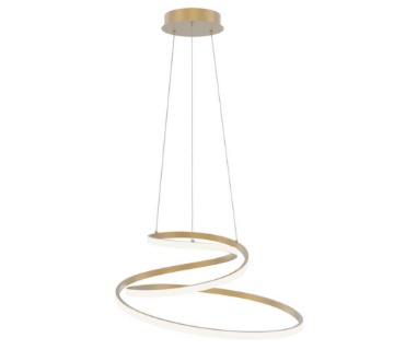 Immagine di Lampadario Luminoso Oro Design Curvo Led 60w Kelvin Selezionabile