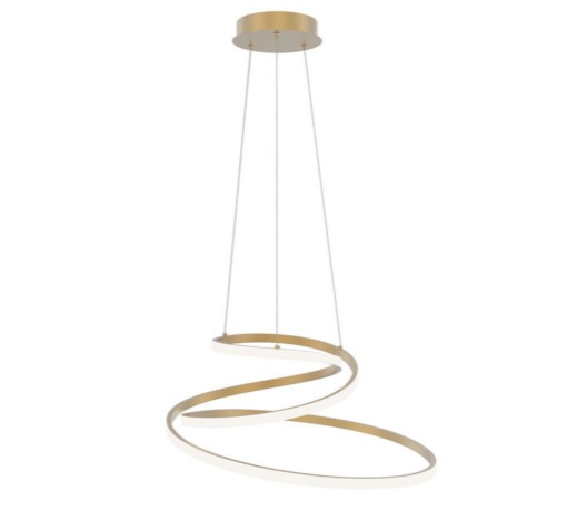Immagine di Lampadario Luminoso Oro Design Curvo Led 60w Kelvin Selezionabile