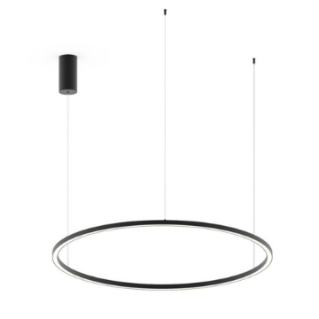 Immagine di Lampadario Hoop 120 cm Grande Anello Nero Led CCT 60w Fan Europe