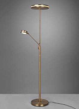 Immagine di Piantana Touch Dimmer Led 2700k 3000k 4000k con Spot Lettura Franklin Ottone Trio Lighting