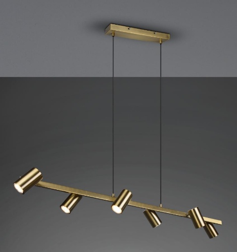 Immagine di Lampadario 6 Faretti GU10 Orientabili Marley Ottone Invecchiato Trio Lighting