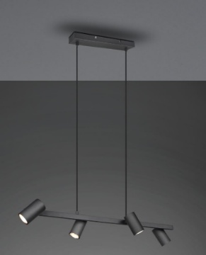 Immagine di Sospensione Lineare Nera 4 Luci Direzionabili GU10 Marley Trio Lighting