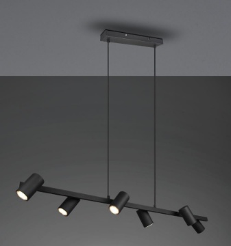 Immagine di Lampadario A Binario Nero Con 6 Faretti Orientabili Marley Trio Lighting