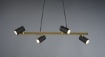 Immagine di Lampadario Lineare Per Tavolo Marley Oro Nero Con Faretti Direzionabili Trio