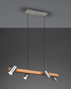 Immagine di Sospensione Binario Legno Con Faretti Orientabili Nichel Marley Trio Lighting