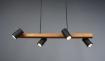 Immagine di Lampadario Lineare Legno Con Faretti Neri Direzionabili Marley Trio