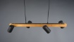 Immagine di Lampadario Lineare Legno Con Faretti Neri Direzionabili Marley Trio