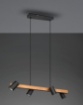 Immagine di Lampadario Lineare Legno Con Faretti Neri Direzionabili Marley Trio