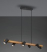Immagine di Lampadario Binario In Legno Marley Con 6 Faretti Neri Direzionabili Per Tavolo Trio