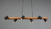 Immagine di Lampadario Binario In Legno Marley Con 6 Faretti Neri Direzionabili Per Tavolo Trio