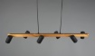 Immagine di Lampadario Binario In Legno Marley Con 6 Faretti Neri Direzionabili Per Tavolo Trio