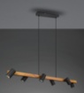 Immagine di Lampadario Binario In Legno Marley Con 6 Faretti Neri Direzionabili Per Tavolo Trio