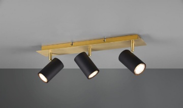 Immagine di Lampada Binario Oro Nero 3 Luci Cilindri Orientabili GU10 Marley Trio